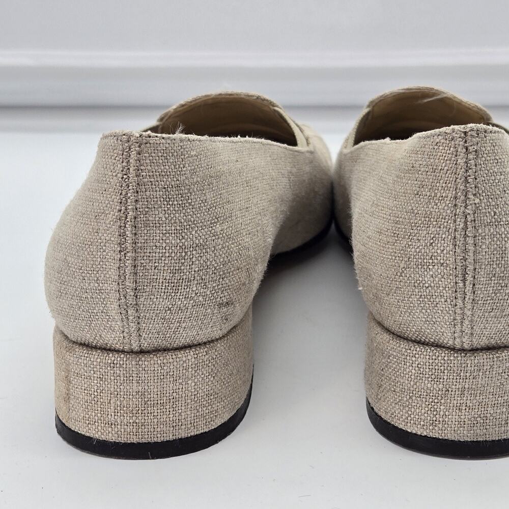 Talbots Loafers Comfort Square Toe Slip On Linen Embr Fabric Sz 7.5N Boho Cottag - Picture 5 of 10